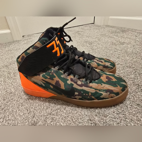 Nike KD Vulc Mid TXT GS Camo Neon Orange Shoe Lightweight Boys Basketball - Picture 2 of 9
